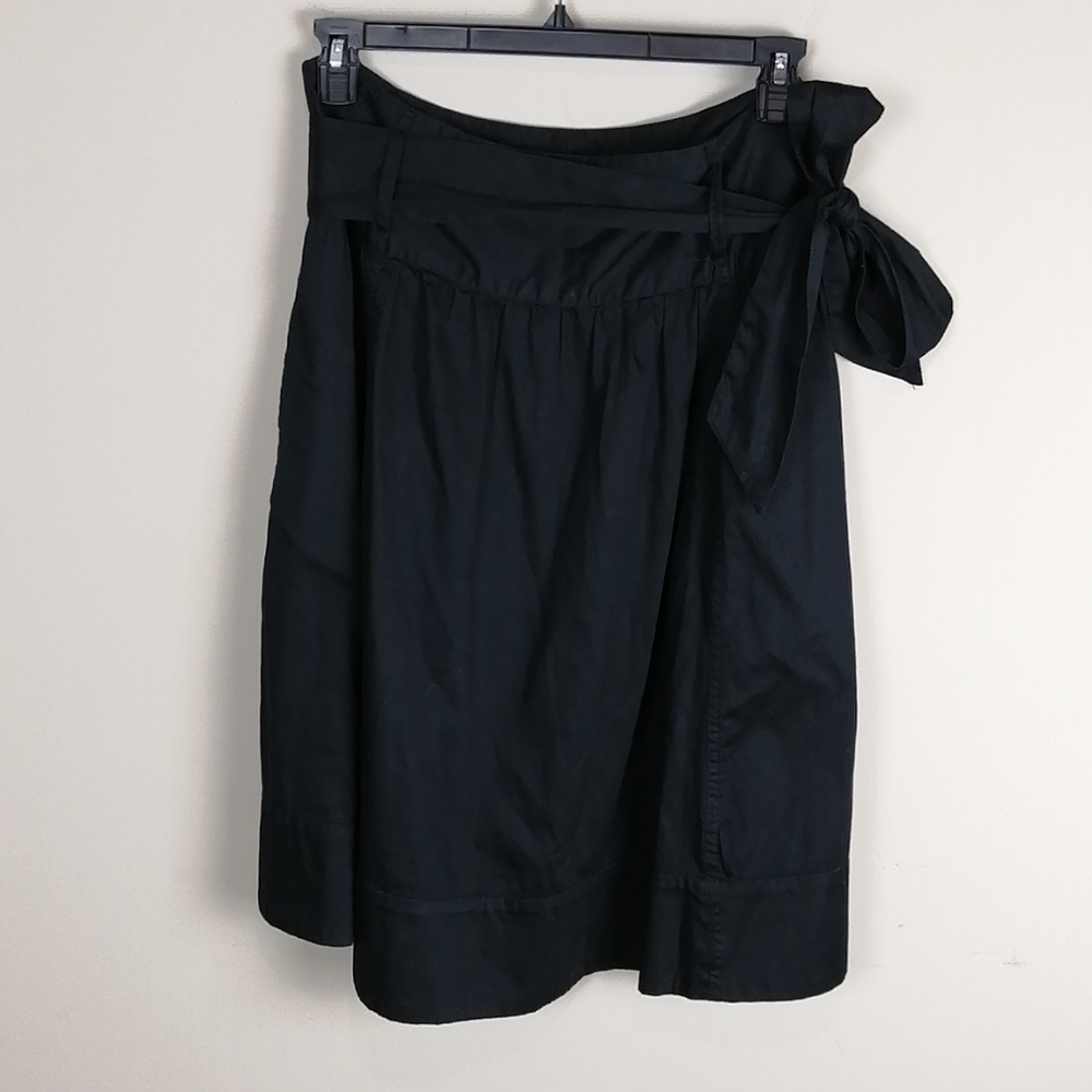 Peck & Peck black a-line belted pocket skirt